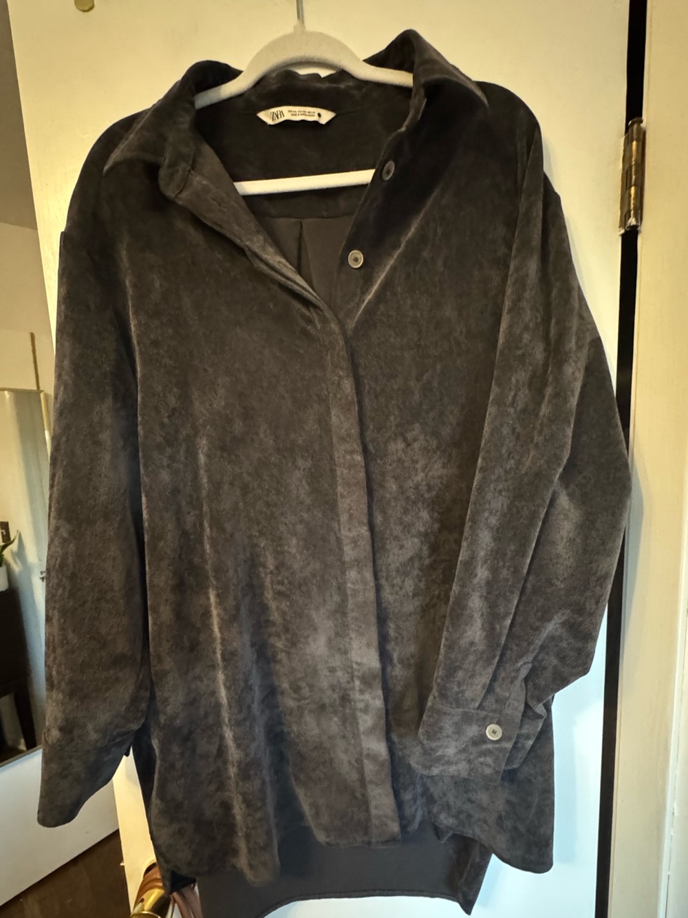 Zara Charcoal Gray Corduroy Shirt Jacket